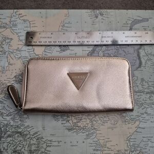 Guess Gold Zip Around Wallet